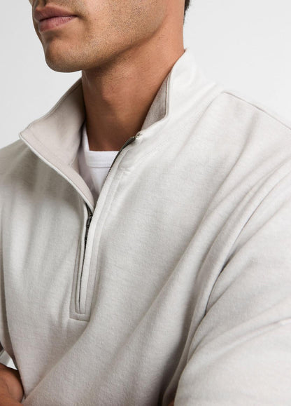 VINCE Men Double-Face Cotton-Blend Quarter-Zip Pullover in Quarter Zip OFF WHITE/JET