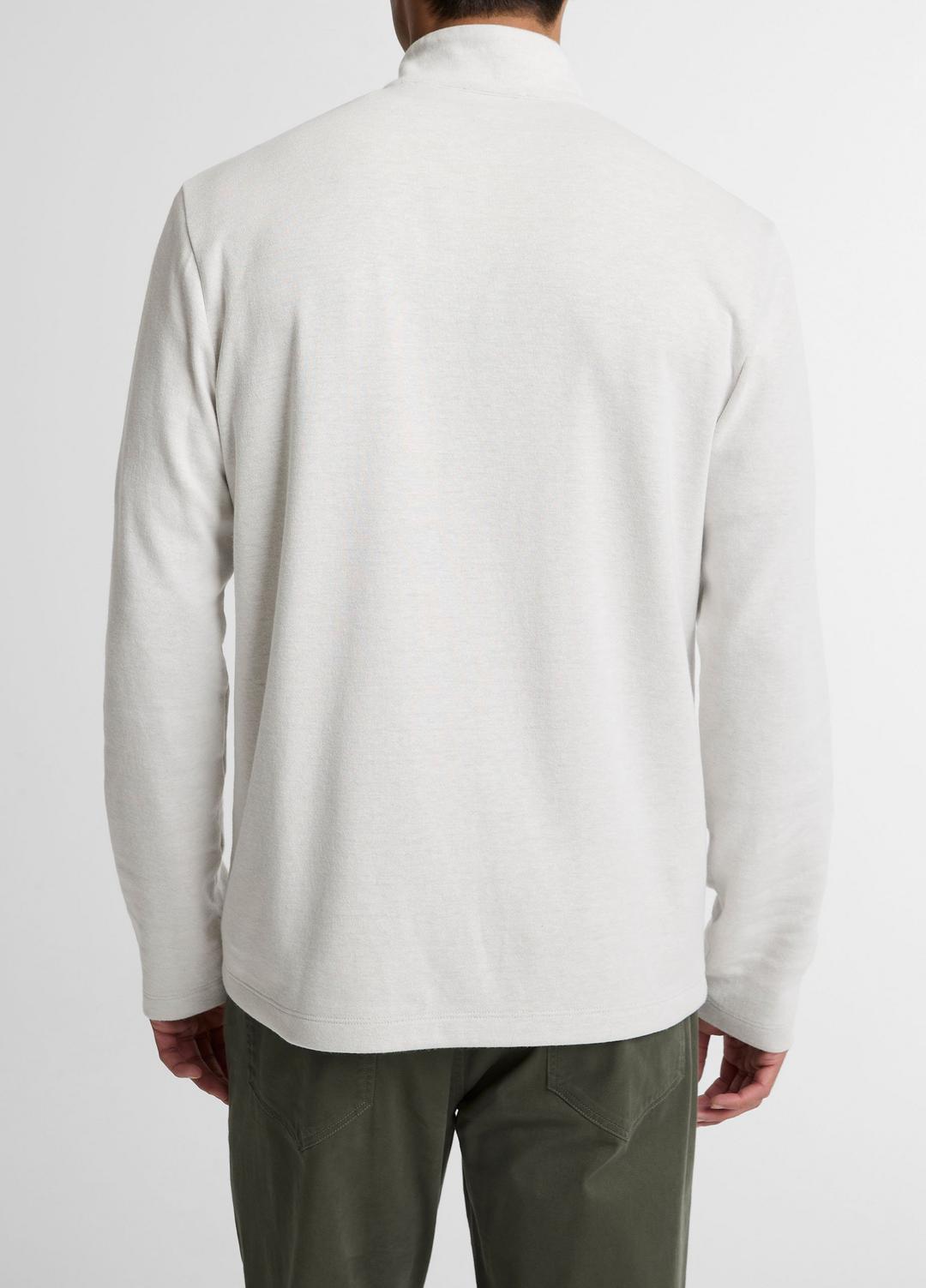 VINCE Men Double-Face Cotton-Blend Quarter-Zip Pullover in Quarter Zip OFF WHITE/JET