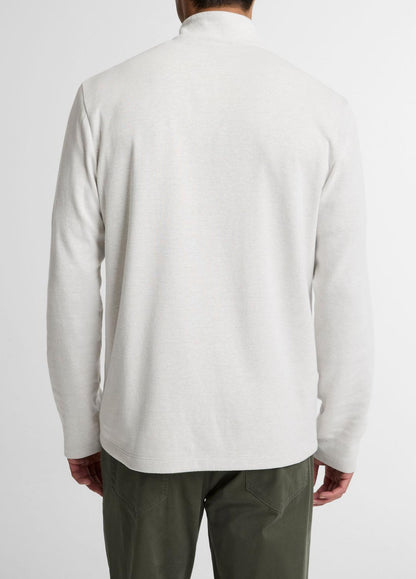 VINCE Men Double-Face Cotton-Blend Quarter-Zip Pullover in Quarter Zip OFF WHITE/JET