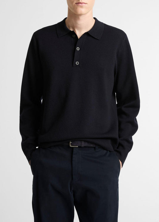 VINCE Men Italian Merino Wool Milano Polo Sweater in Sweaters COASTAL BLUE