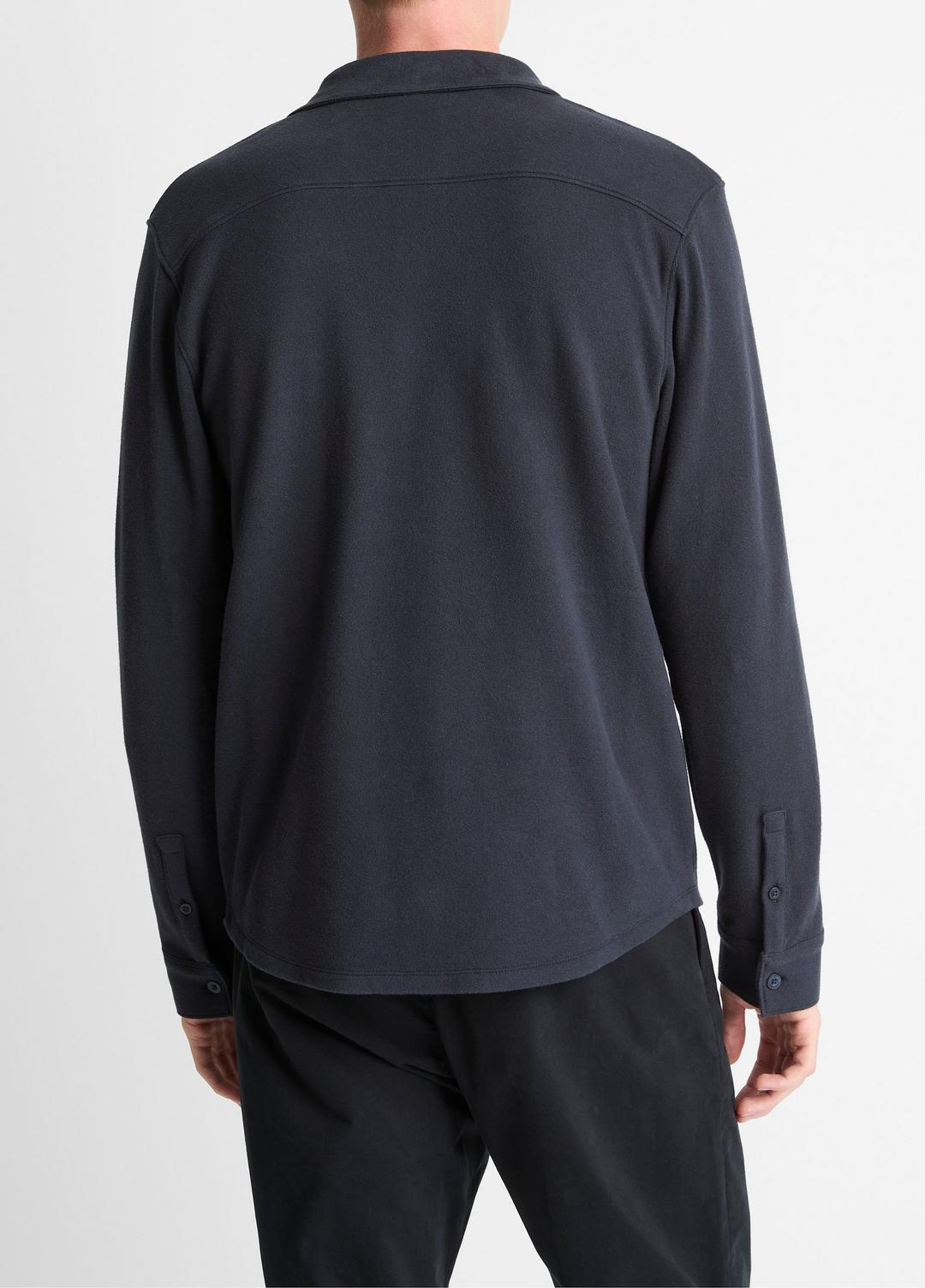 VINCE Men Knit Cotton-Blend Button-Front Shirt in Long Sleeve COASTAL BLUE