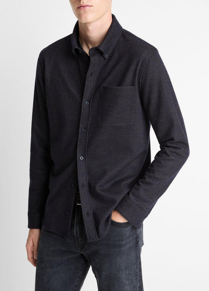 VINCE Men Tattersall Plaid Button-Down Shirt in Long Sleeve COASTAL BLUE/DARK JASPER