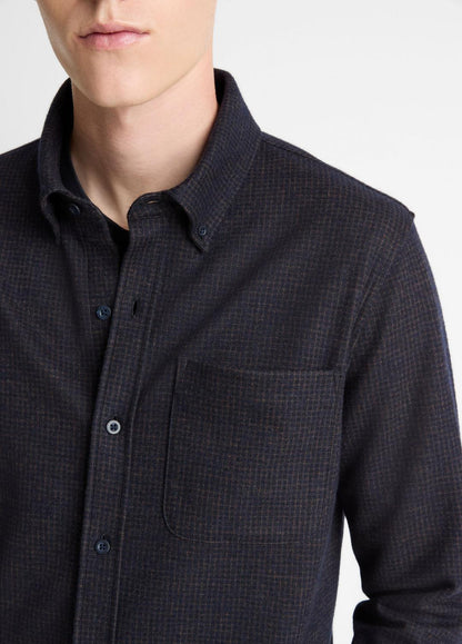 VINCE Men Tattersall Plaid Button-Down Shirt in Long Sleeve COASTAL BLUE/DARK JASPER