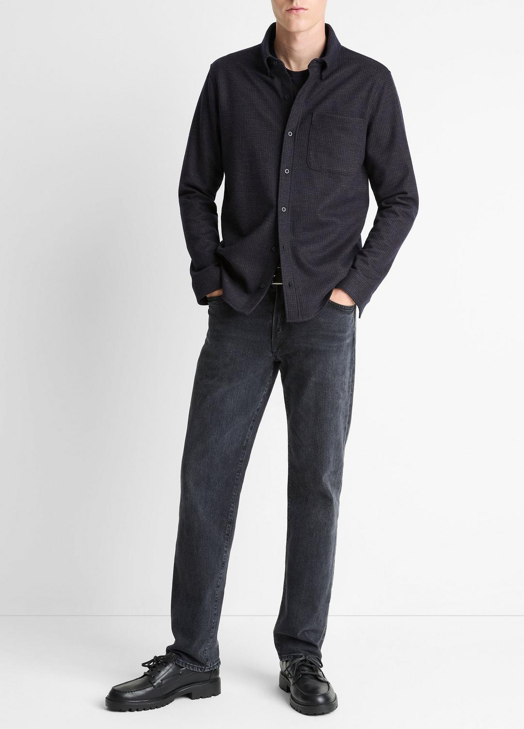 VINCE Men Tattersall Plaid Button-Down Shirt in Long Sleeve COASTAL BLUE/DARK JASPER