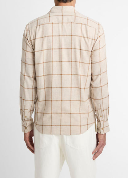 VINCE Men Rockery Plaid Cotton Button-Front Shirt in Long Sleeve HEATHER OATMEAL/WALNUT