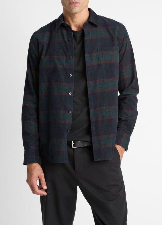 VINCE Men Holme Plaid Cotton Button-Front Shirt in Long Sleeve COASTAL COMBO