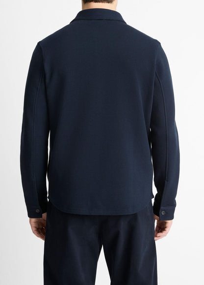 VINCE Men Double-Knit Cotton-Blend Piqué Shirt Jacket in Shirt Jackets COASTAL BLUE/MEDIUM GREY