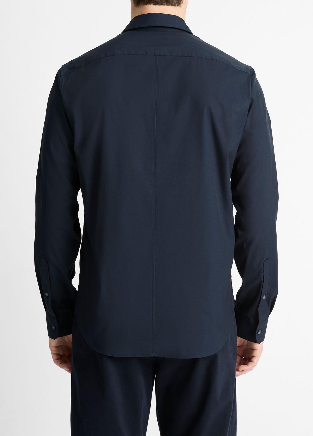 VINCE Men Stretch-Cotton Poplin Shirt in Long Sleeve COASTAL BLUE