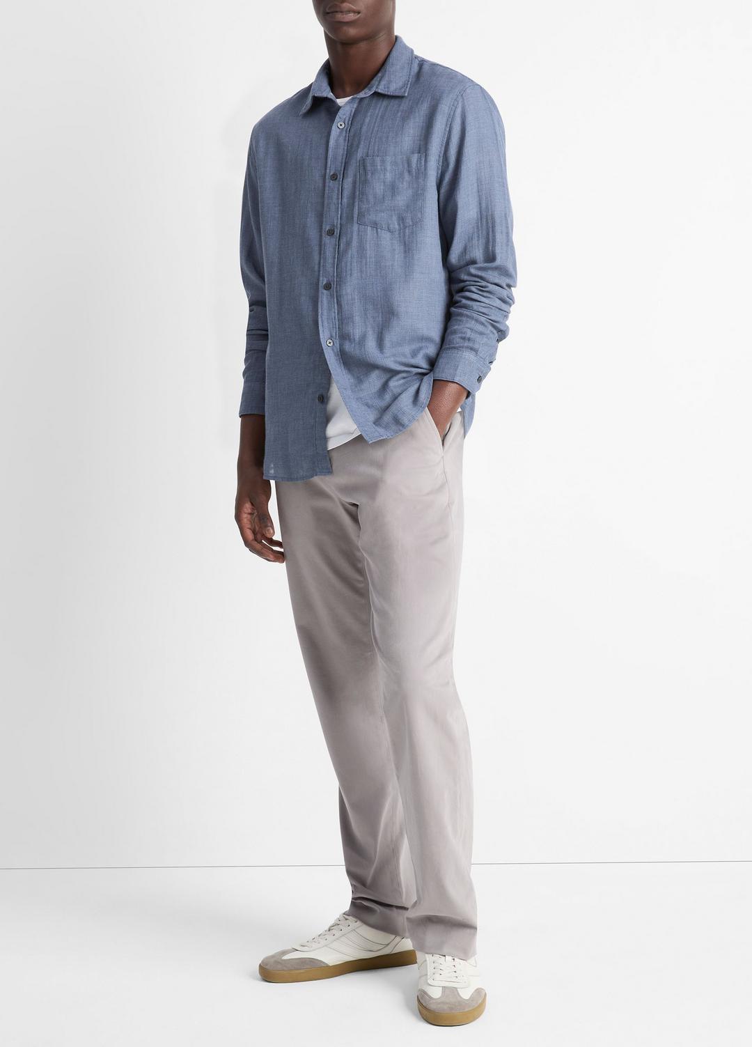 VINCE Men Double Face Long Sleeve in Long Sleeve CHAMBRAY