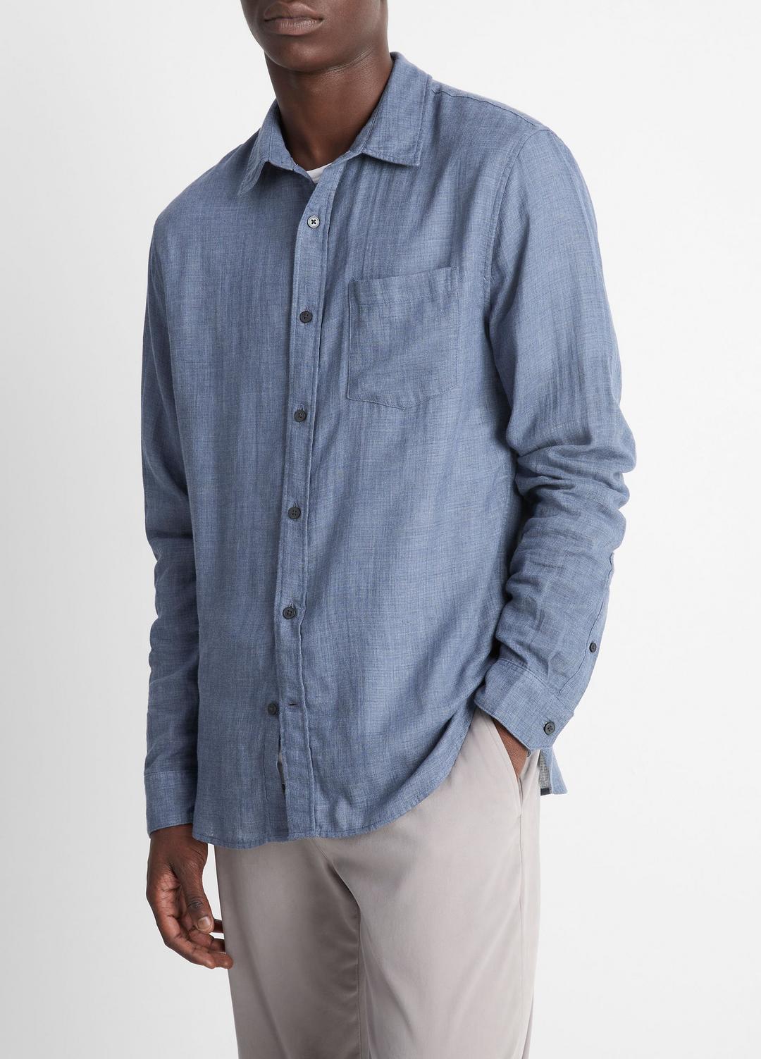 VINCE Men Double Face Long Sleeve in Long Sleeve CHAMBRAY