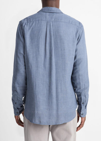 VINCE Men Double Face Long Sleeve in Long Sleeve CHAMBRAY