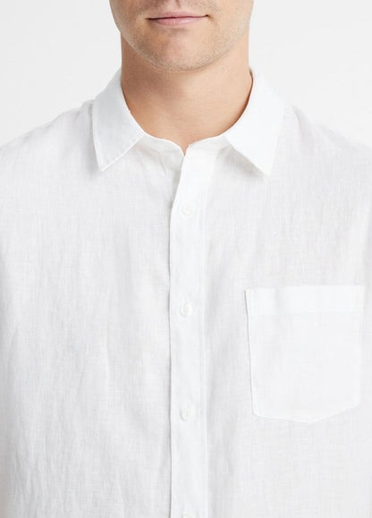 VINCE Men Linen Short-Sleeve Shirt in Short Sleeve OPTIC WHITE