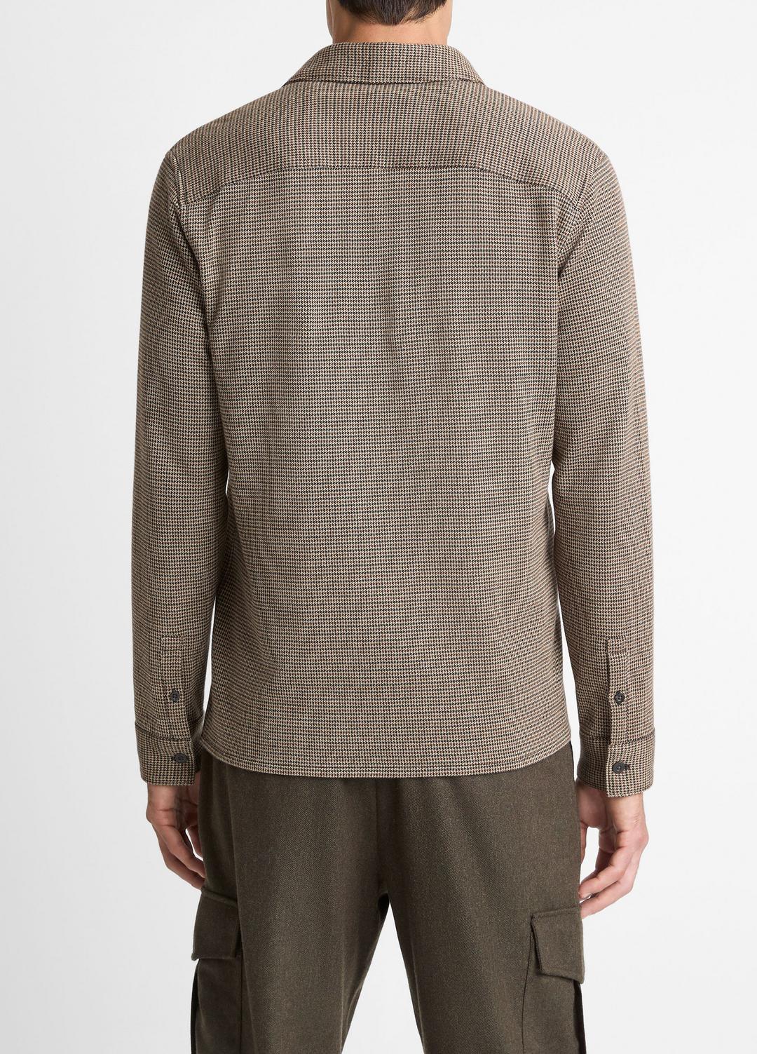 VINCE Men Houndstooth Cotton-Blend Button-Front Shirt in Long Sleeve DARK ROAST COMBO
