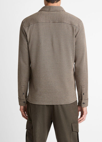 VINCE Men Houndstooth Cotton-Blend Button-Front Shirt in Long Sleeve DARK ROAST COMBO
