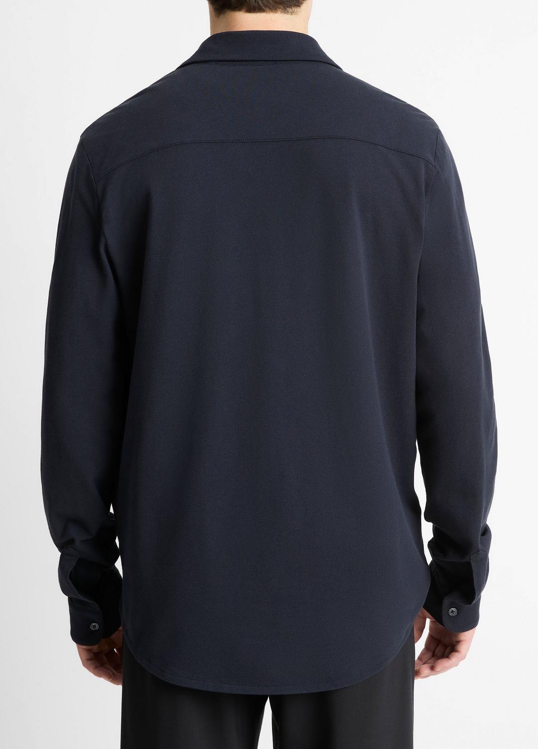 VINCE Men Cotton Piqué Button-Front Shirt in Long Sleeve COASTAL BLUE