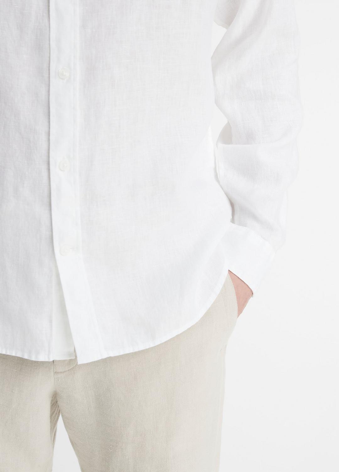VINCE Men Linen Long-Sleeve Shirt in Long Sleeve OPTIC WHITE