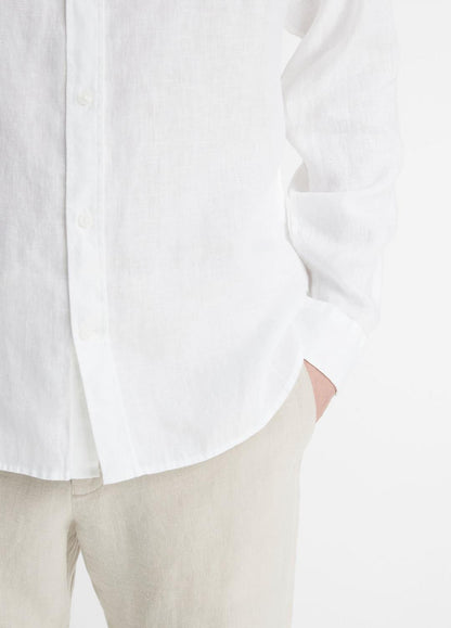 VINCE Men Linen Long-Sleeve Shirt in Long Sleeve OPTIC WHITE