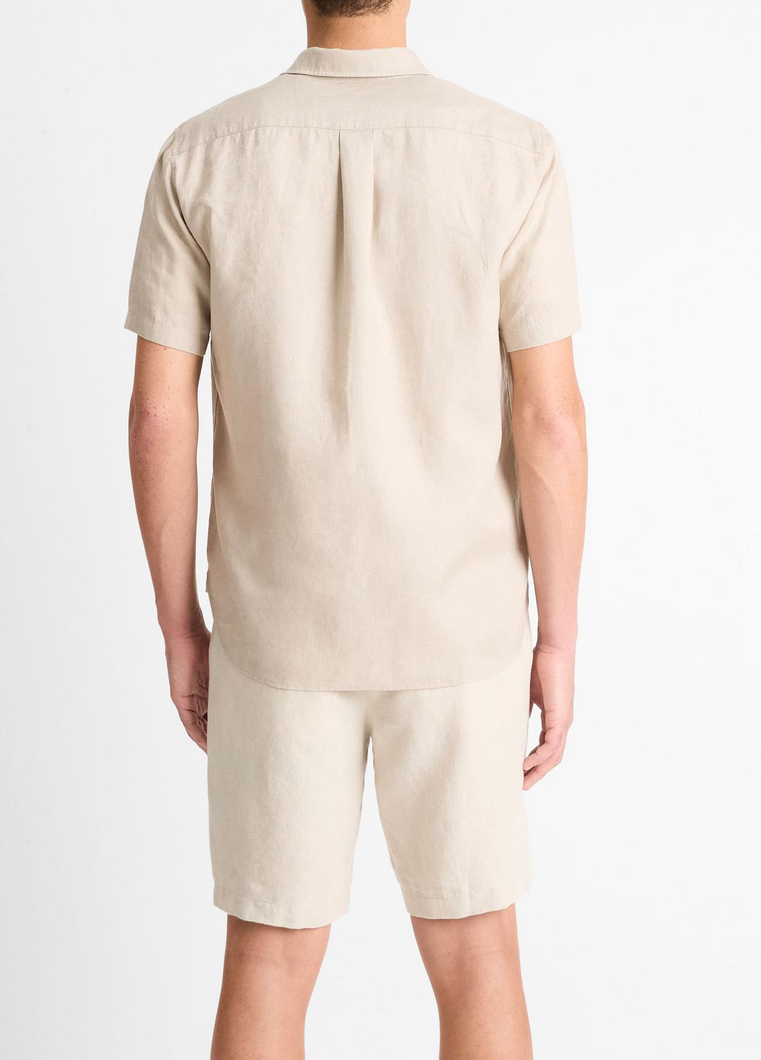 VINCE Men Linen Short-Sleeve Shirt in Short Sleeve PUMICE ROCK