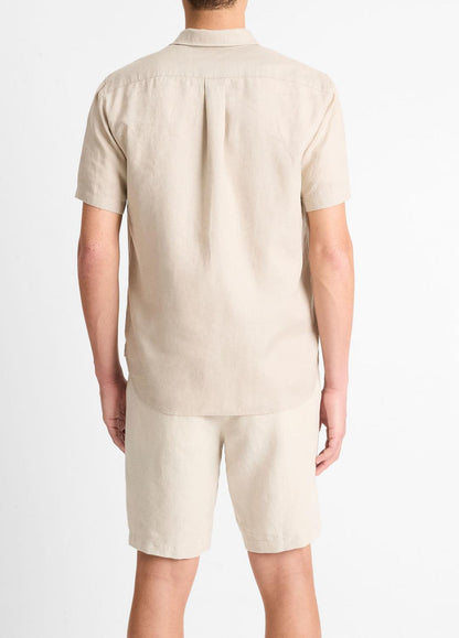 VINCE Men Linen Short-Sleeve Shirt in Short Sleeve PUMICE ROCK