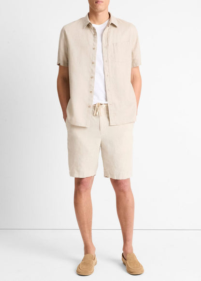 VINCE Men Linen Short-Sleeve Shirt in Short Sleeve PUMICE ROCK