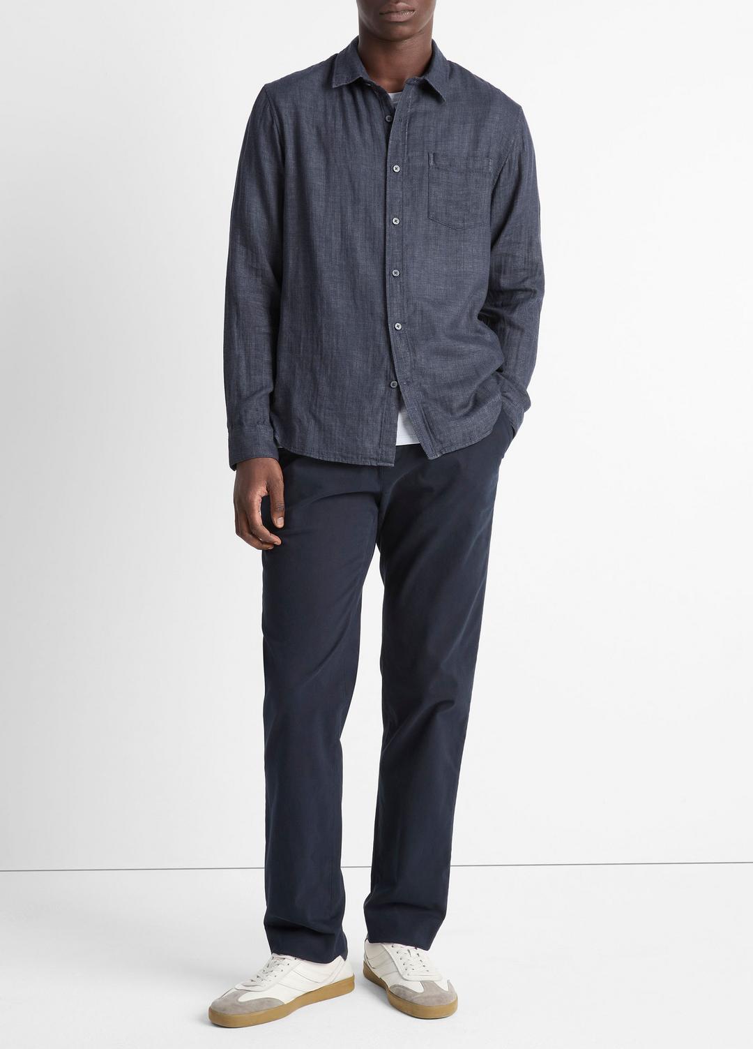 VINCE Men Double Face Long Sleeve in Long Sleeve HEATHER COASTAL