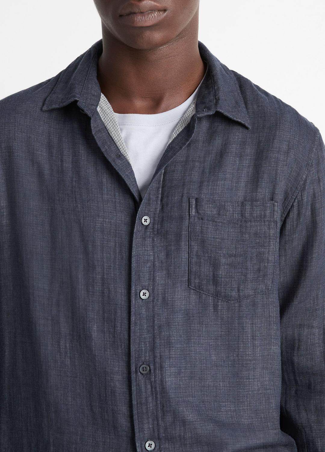 VINCE Men Double Face Long Sleeve in Long Sleeve HEATHER COASTAL