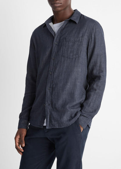 VINCE Men Double Face Long Sleeve in Long Sleeve HEATHER COASTAL