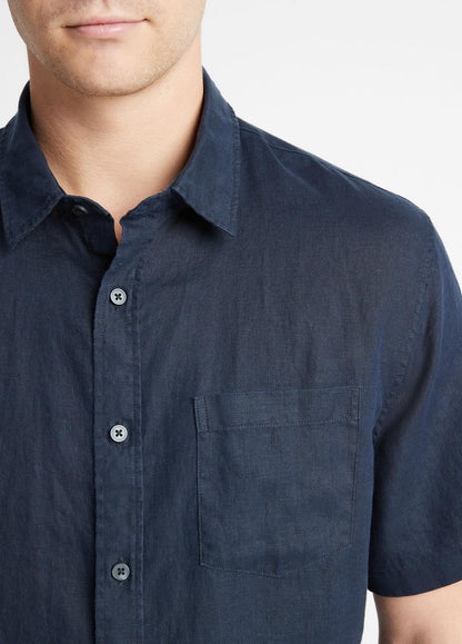 VINCE Men Linen Short-Sleeve Shirt in Short Sleeve COASTAL BLUE