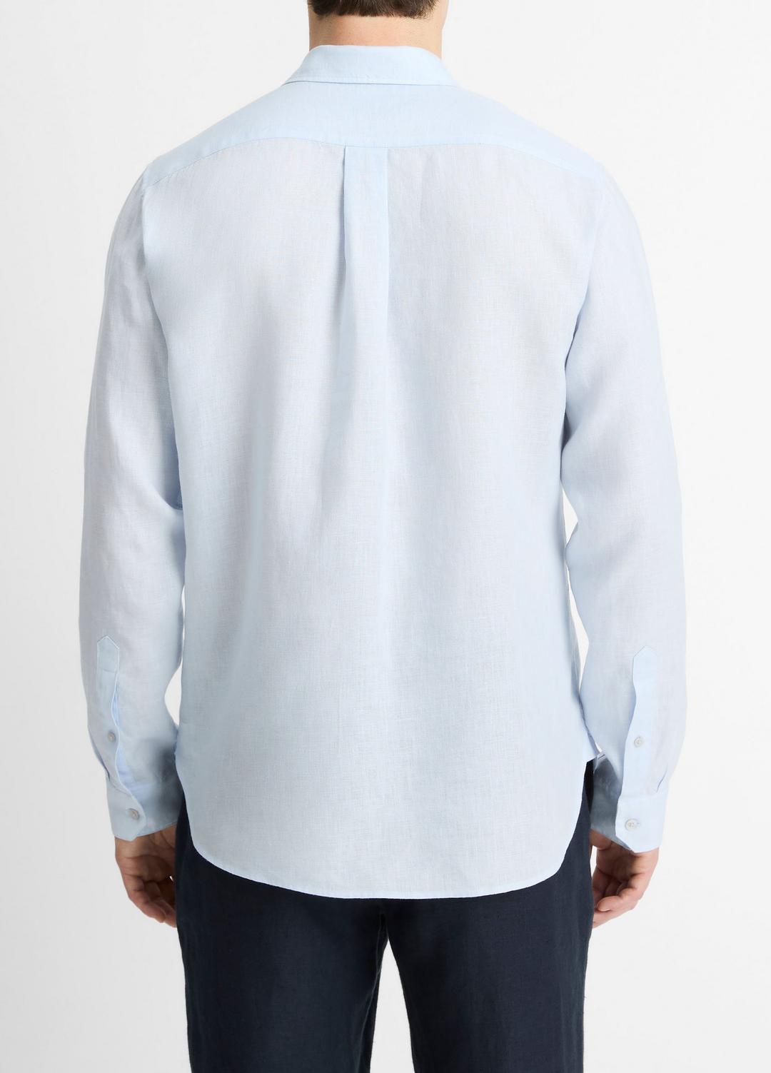 VINCE Men Linen Long-Sleeve Shirt in Long Sleeve GLACIER