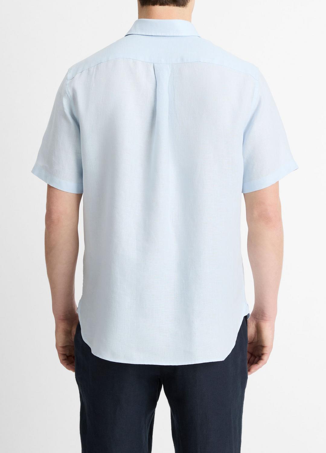 VINCE Men Linen Short-Sleeve Shirt in Short Sleeve GLACIER