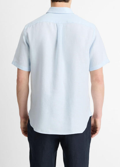 VINCE Men Linen Short-Sleeve Shirt in Short Sleeve GLACIER