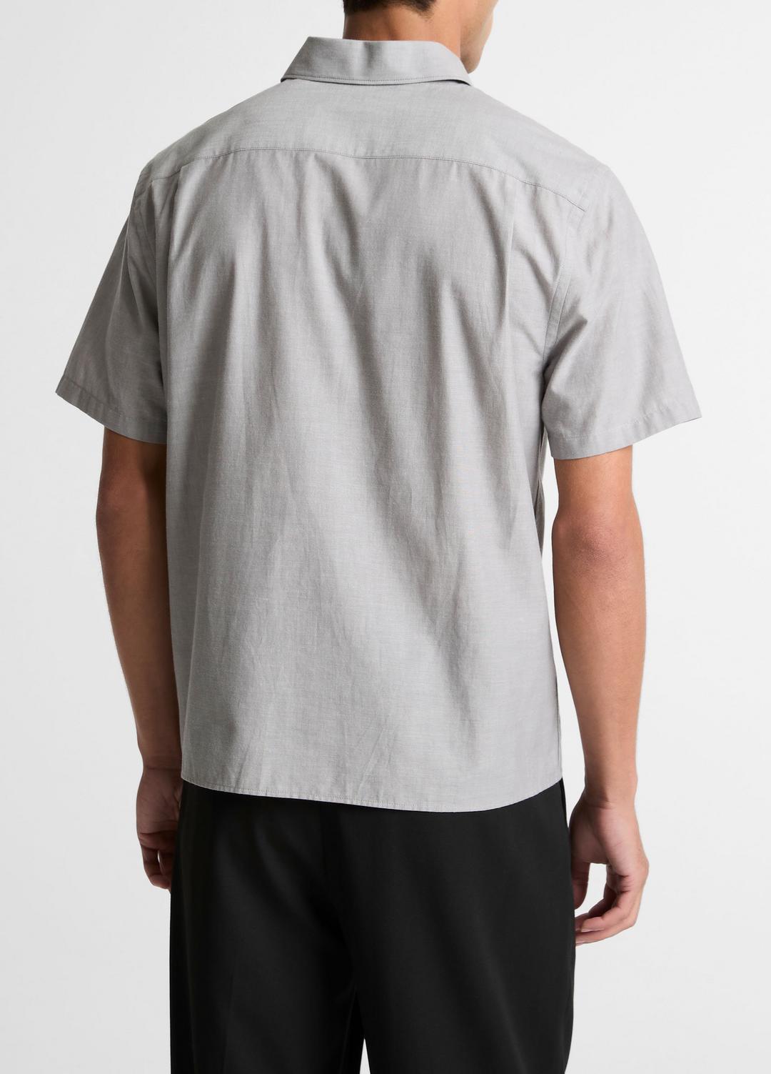 VINCE Men Cotton Short-Sleeve Button-Front Shirt  in Short Sleeve JET