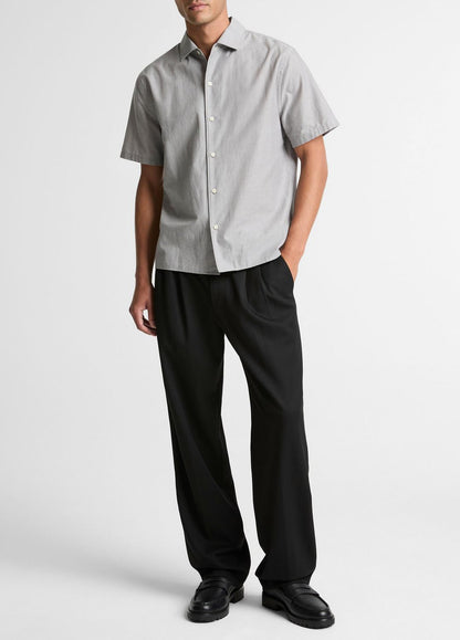 VINCE Men Cotton Short-Sleeve Button-Front Shirt  in Short Sleeve JET