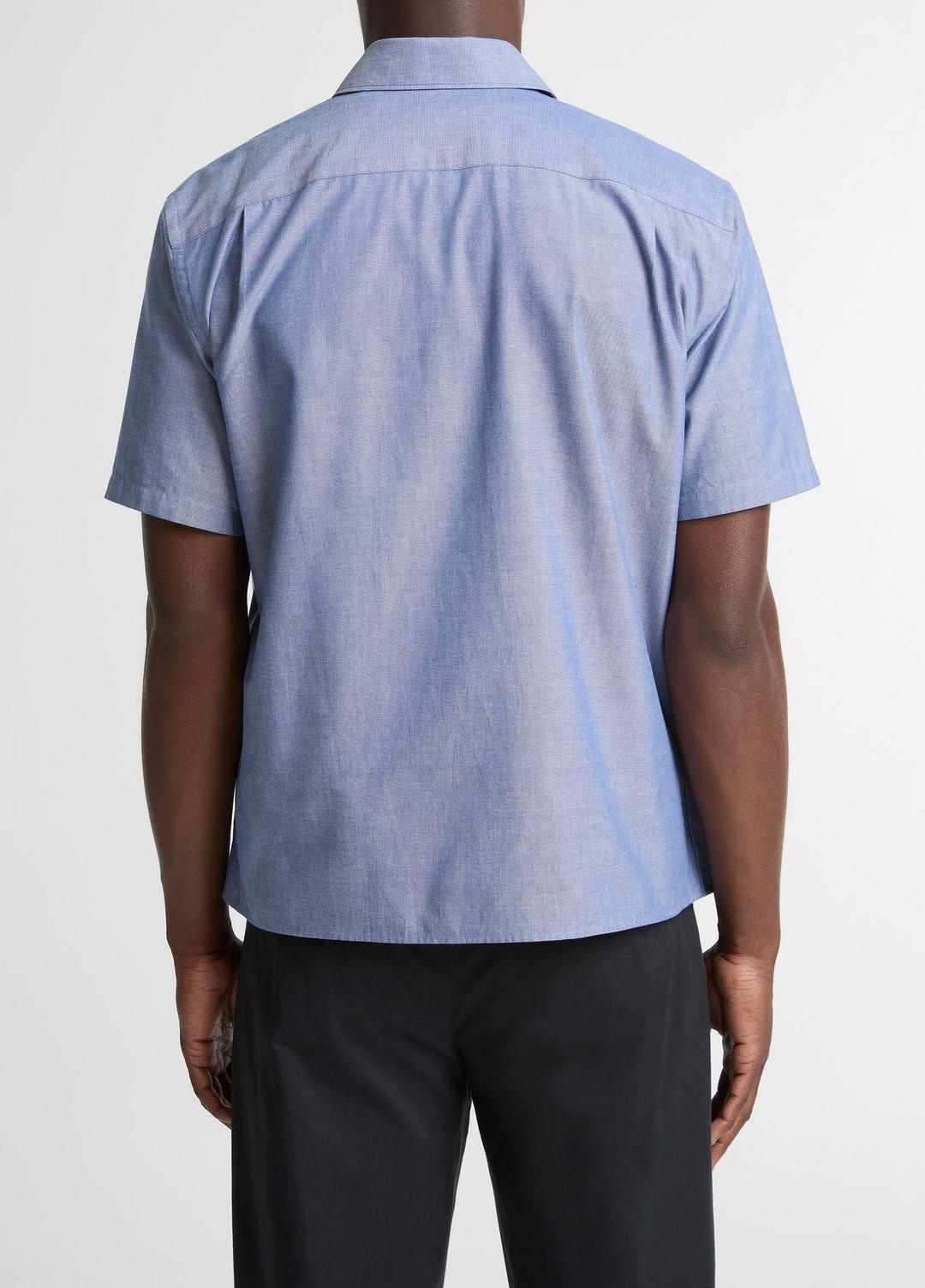 VINCE Men Cotton Short-Sleeve Button-Front Shirt  in Short Sleeve INDIGO