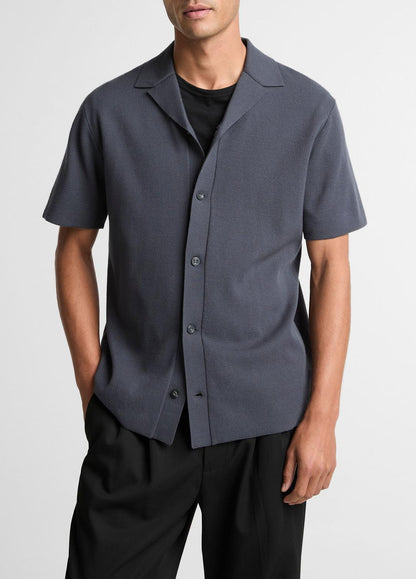 VINCE Men Merino Wool Cabana Shirt  in Short Sleeve STUDIO