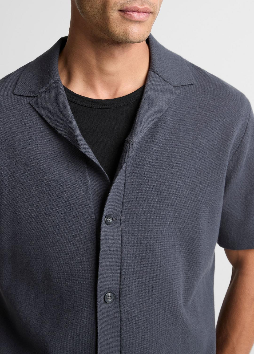 VINCE Men Merino Wool Cabana Shirt  in Short Sleeve STUDIO