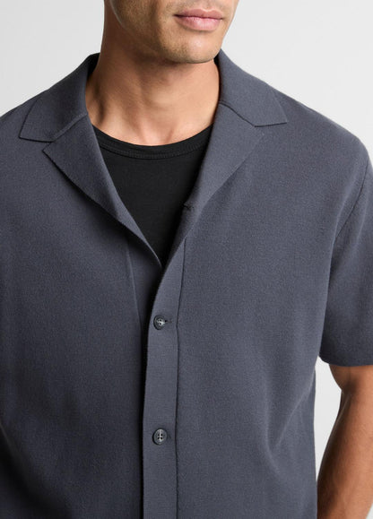 VINCE Men Merino Wool Cabana Shirt  in Short Sleeve STUDIO