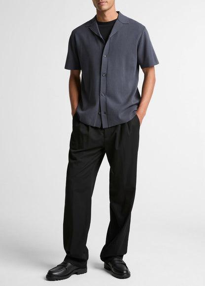 VINCE Men Merino Wool Cabana Shirt  in Short Sleeve STUDIO