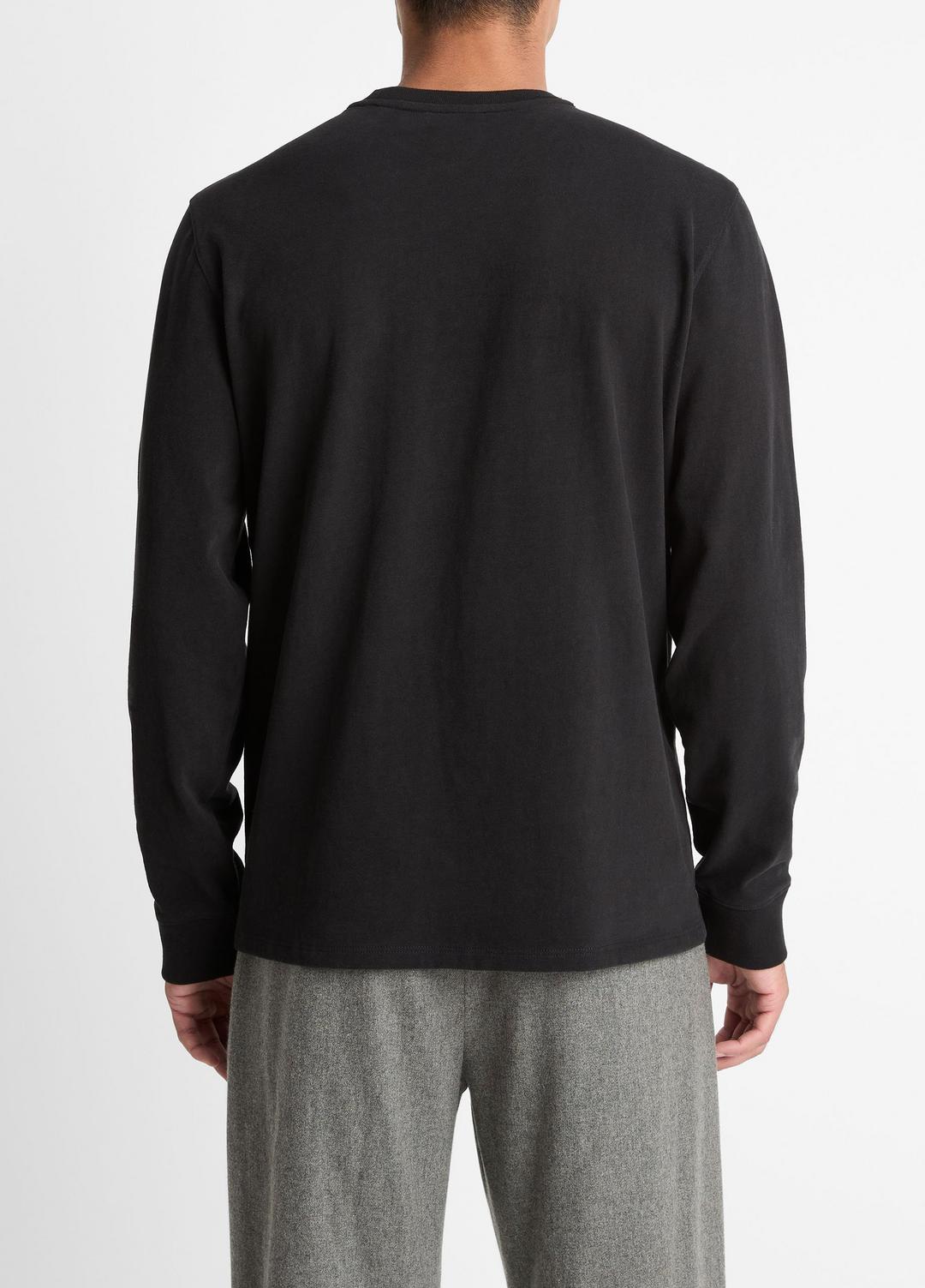 VINCE Men Sueded Jersey Long-Sleeve Pocket T-Shirt in Long Sleeve BLACK