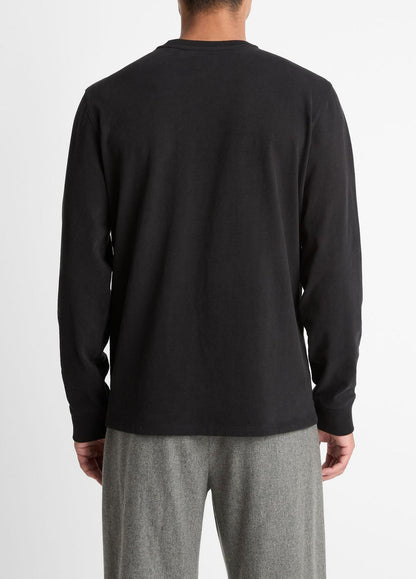 VINCE Men Sueded Jersey Long-Sleeve Pocket T-Shirt in Long Sleeve BLACK