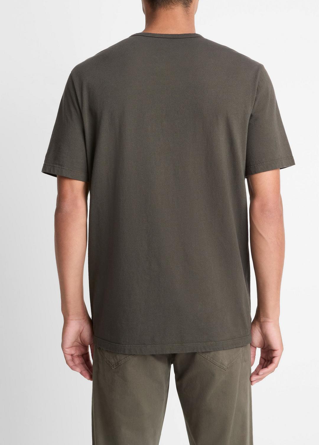 VINCE Men Garment Dye Cotton T-Shirt in Short Sleeve WASHED DARK LEAF