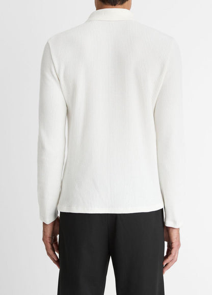 VINCE Men Variegated Cotton Polo Shirt in Henleys & Polos OFF WHITE