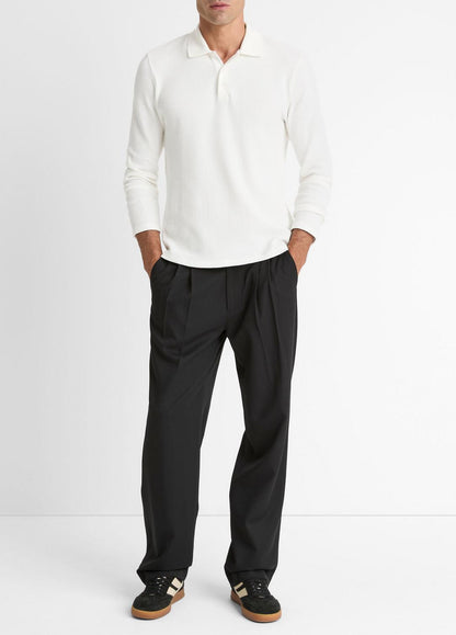 VINCE Men Variegated Cotton Polo Shirt in Henleys & Polos OFF WHITE