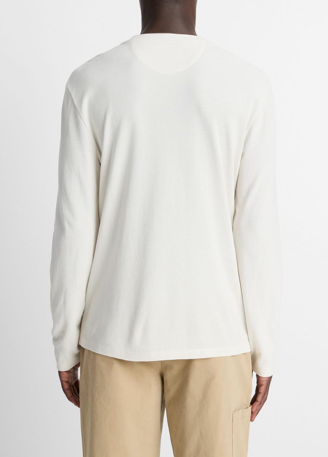 VINCE Men Micro-Waffle Pima Cotton Double-Collar Long-Sleeve T-Shirt in Long Sleeve BLANCO/TERRAPIN