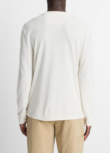 VINCE Men Micro-Waffle Pima Cotton Double-Collar Long-Sleeve T-Shirt in Long Sleeve BLANCO/TERRAPIN