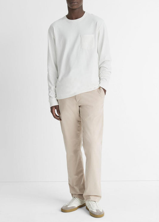 VINCE Men Sueded Jersey Long-Sleeve Pocket T-Shirt in Long Sleeve OFF WHITE