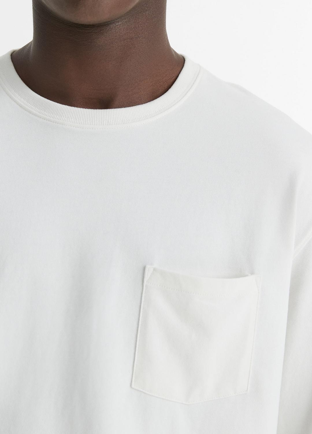 VINCE Men Sueded Jersey Long-Sleeve Pocket T-Shirt in Long Sleeve OFF WHITE