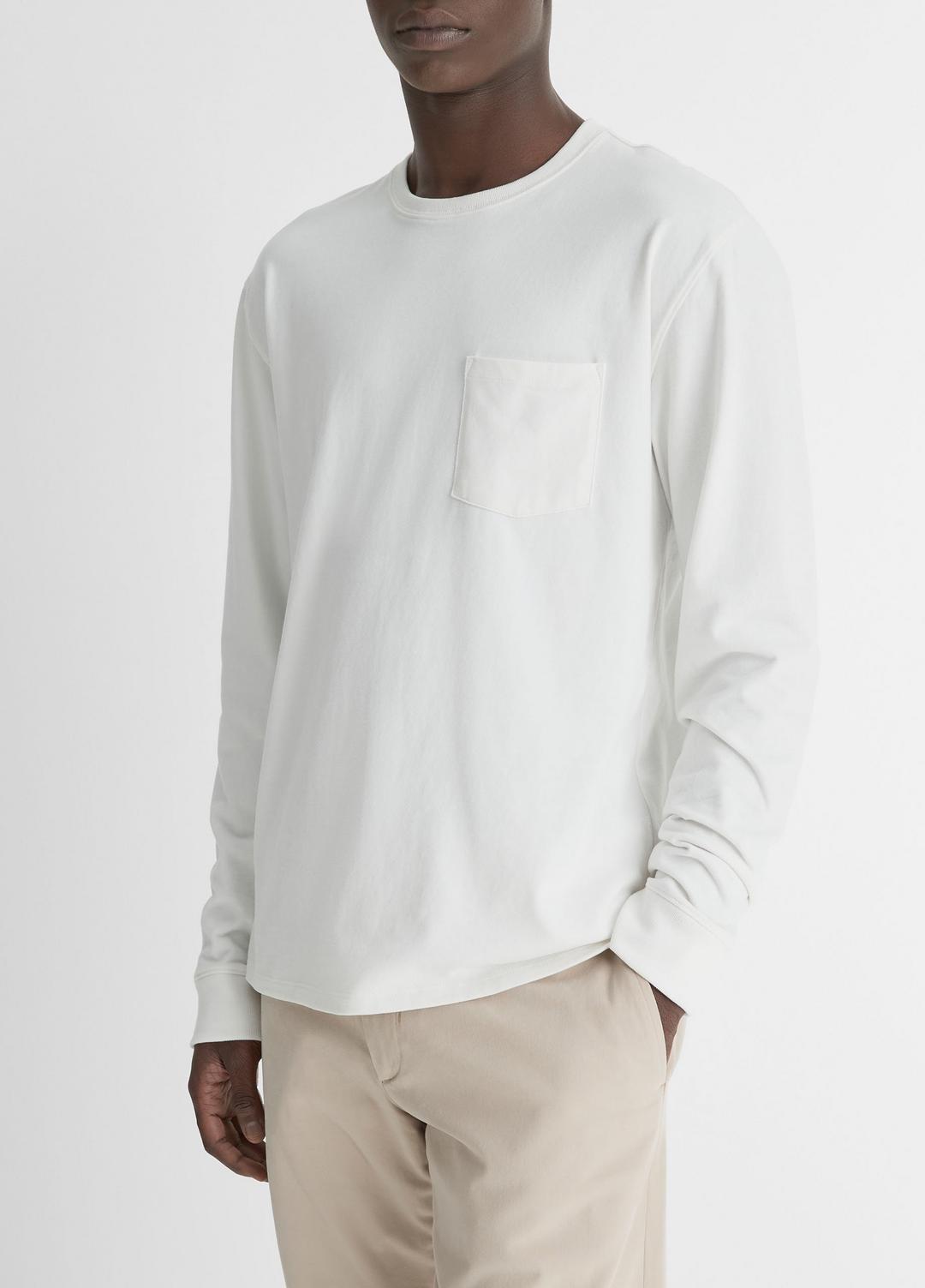 VINCE Men Sueded Jersey Long-Sleeve Pocket T-Shirt in Long Sleeve OFF WHITE