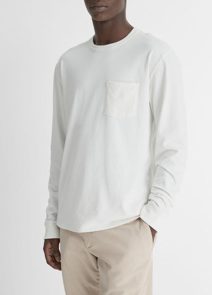 VINCE Men Sueded Jersey Long-Sleeve Pocket T-Shirt in Long Sleeve OFF WHITE