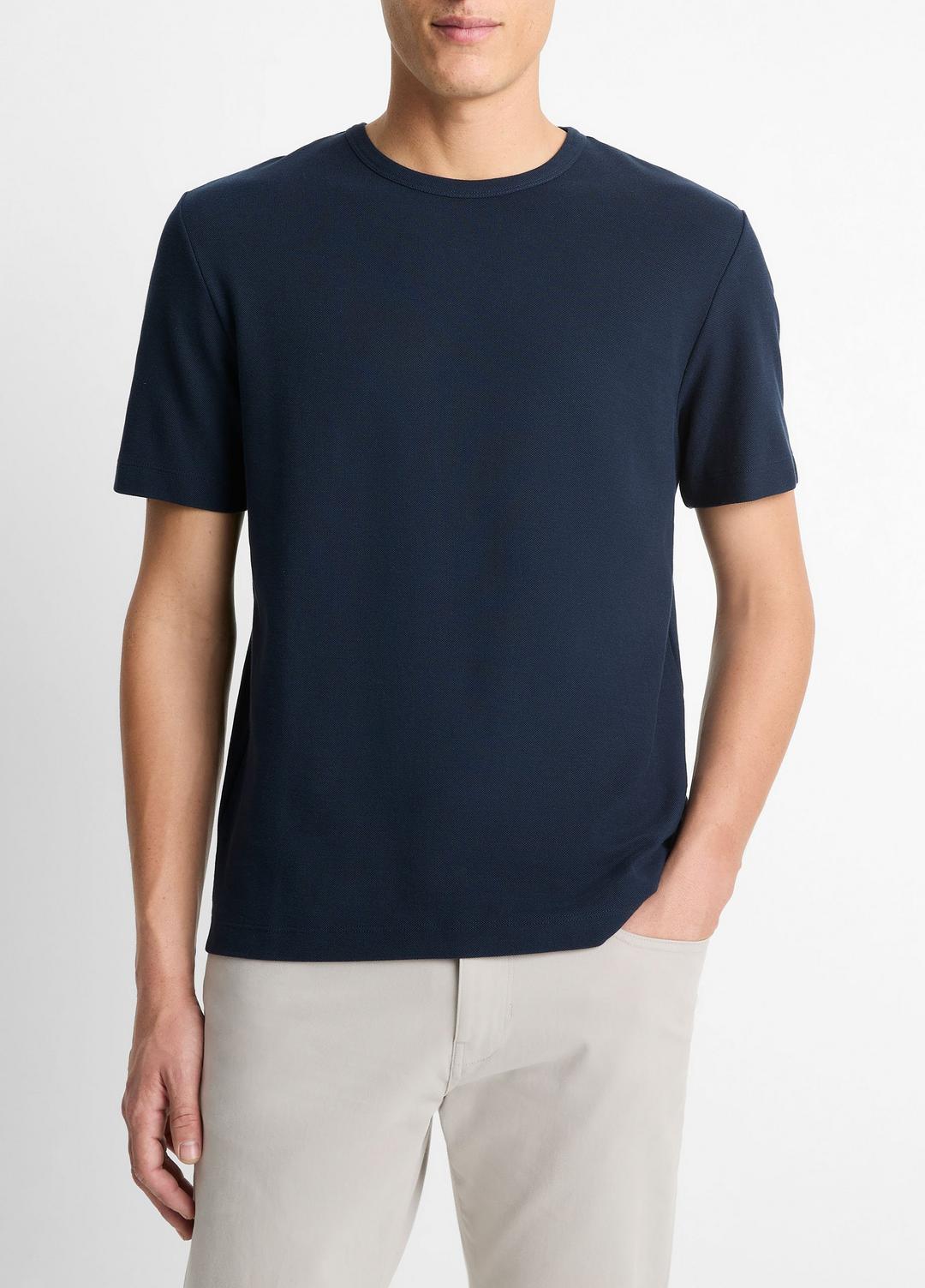VINCE Men Pima Cotton Piqué Crew Neck T-Shirt in Short Sleeve COASTAL BLUE